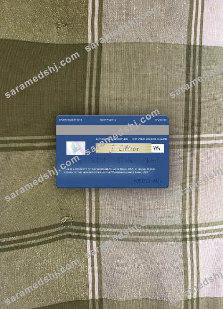 USA Western Alliance Bank visa card photolook back